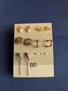bp Gold-Tone Mixed Earring Set — Studs, Hoops & Chain Drops